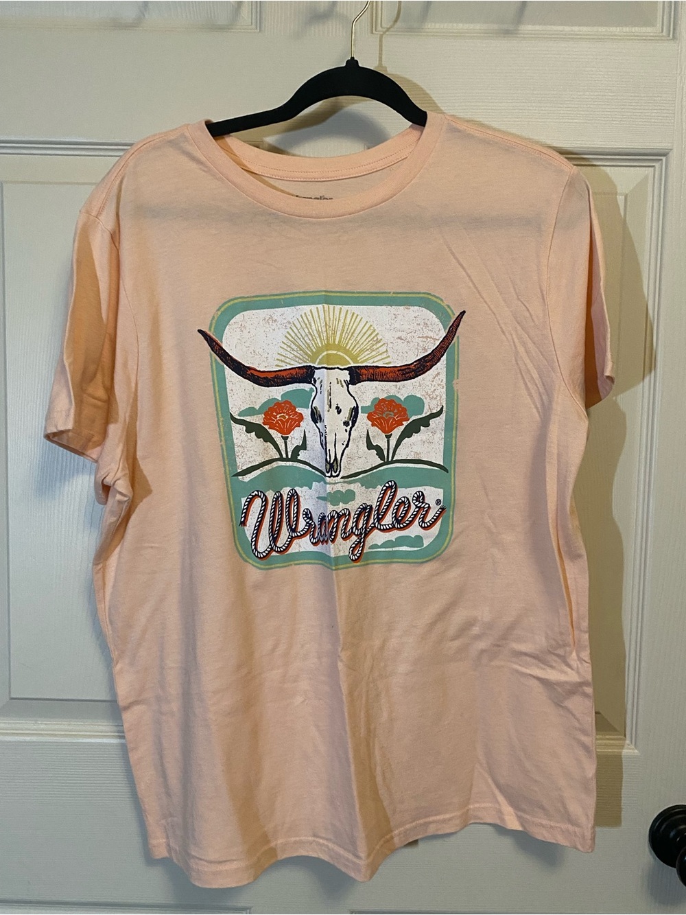 Wrangler Women's Pink Graphic Tee - Longhorn Skull Design